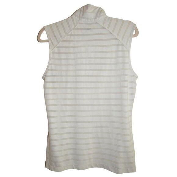 Dockers White Stripe 1/4 Zip Golf Tennis Sleeveless Polo Shirt L‎ - Picture 4 of 4